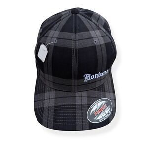 Fitted "Montana" Baseball Cap L/XL Lightweight Plaid Flexfit Yupoong Black